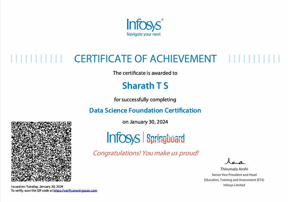 Data Science Foundation certificate